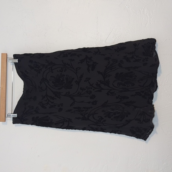 Whimsigoth Dark Fairy Grunge Black Velvet Burnout Witchy Goth Silk Sheer Skirt - Picture 6 of 9